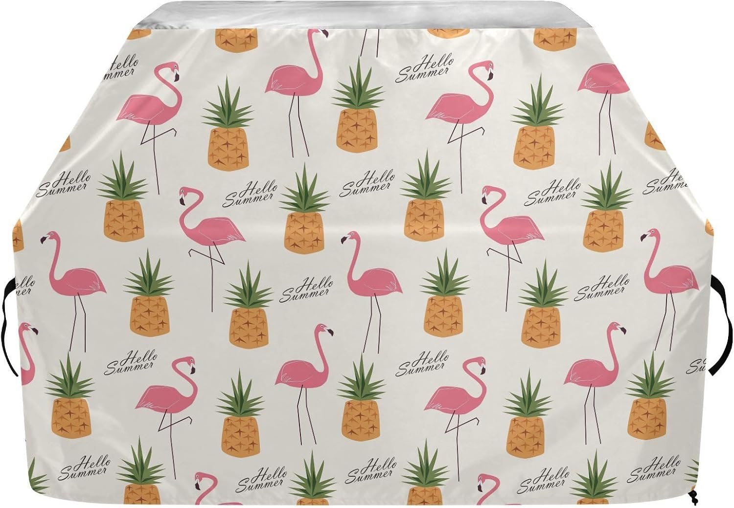 susiyo Summer Pineapple Flamingo Grill Cover for Outdoor Grill, 65 Inch Waterproof Anti-UV/Dust/Fade/All-Weather Resistant Outdoor Heavy Duty BBQ Gas Grill Cover with Adjustable Hem Drawstring