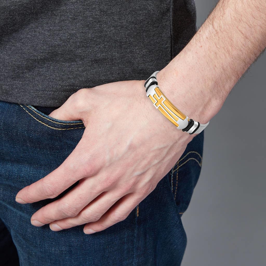 Cross Bracelet for Men Stainless Steel Christian Cross Bracelet Jesus Wristband Heavy Byzantine Chain Jewelry for Men Father - Image 5