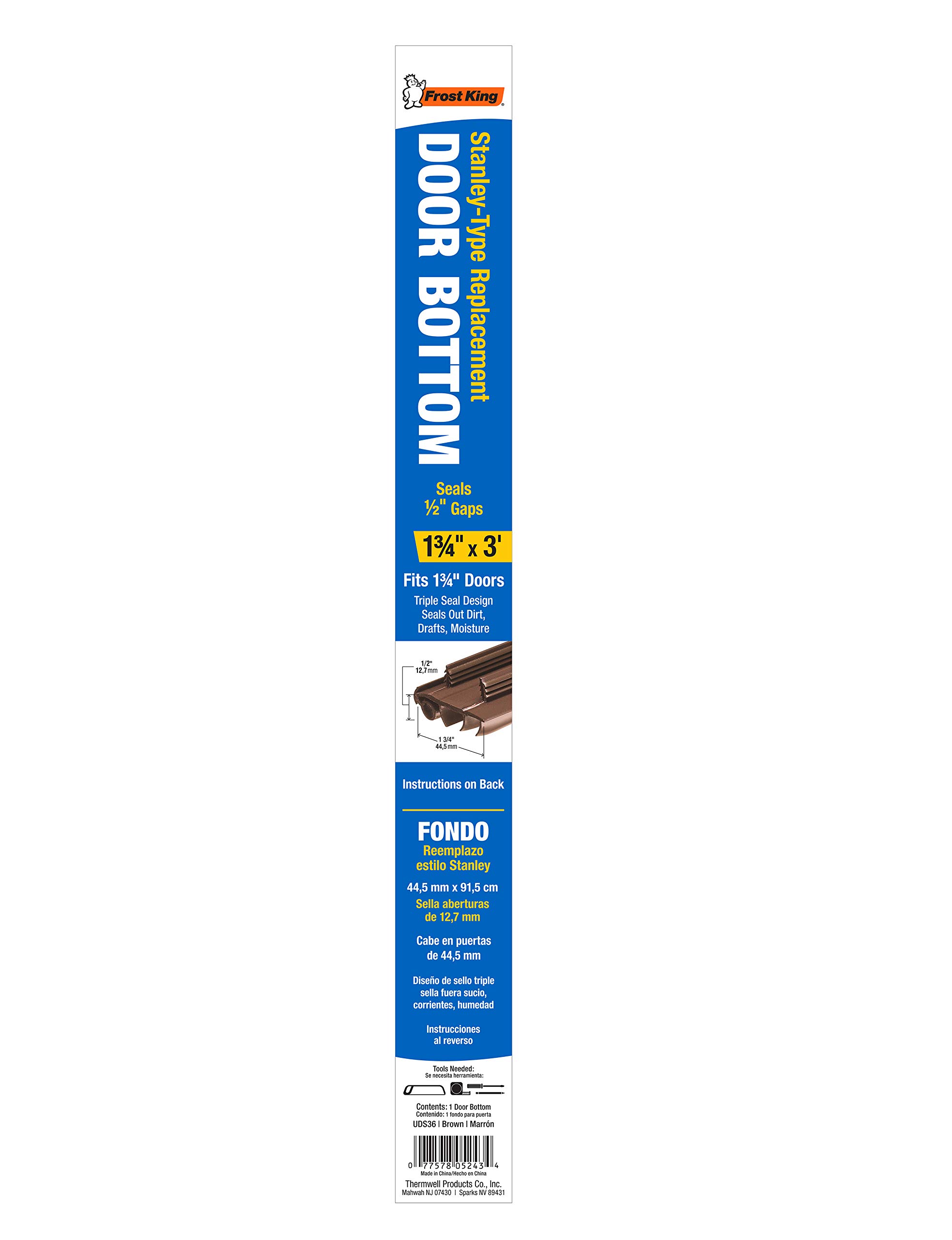 Frost King UDS36 Door Bottom, 36 in L X 1-3/4 in W, Thermoplastic, 1-3/ ...