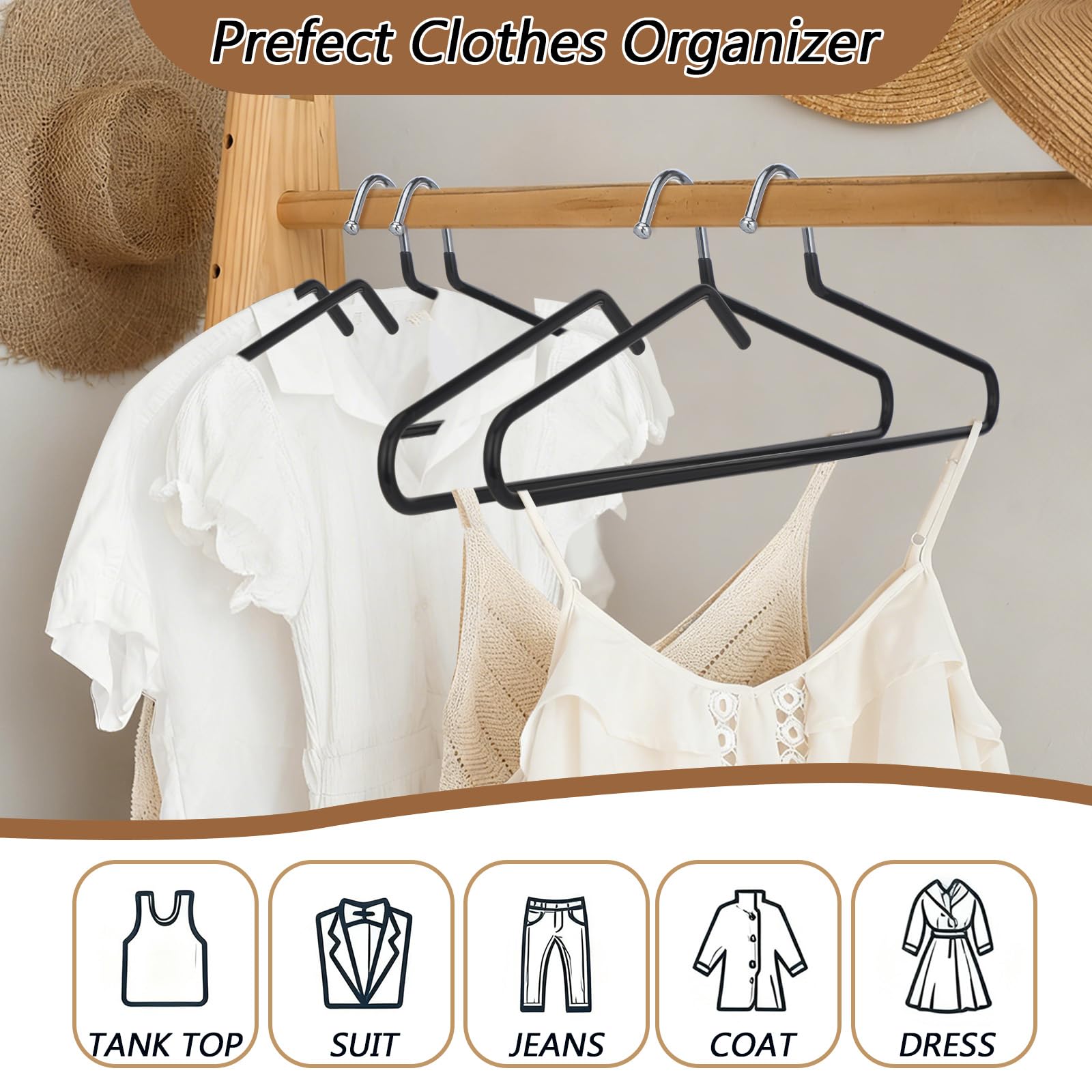 Leumoi Paquete de 20 perchas de metal antideslizantes para ropa, pantalones, camisas, camisetas sin mangas, chaquetas, ahorro de espacio, protección de cuello corto para el hogar, plástico