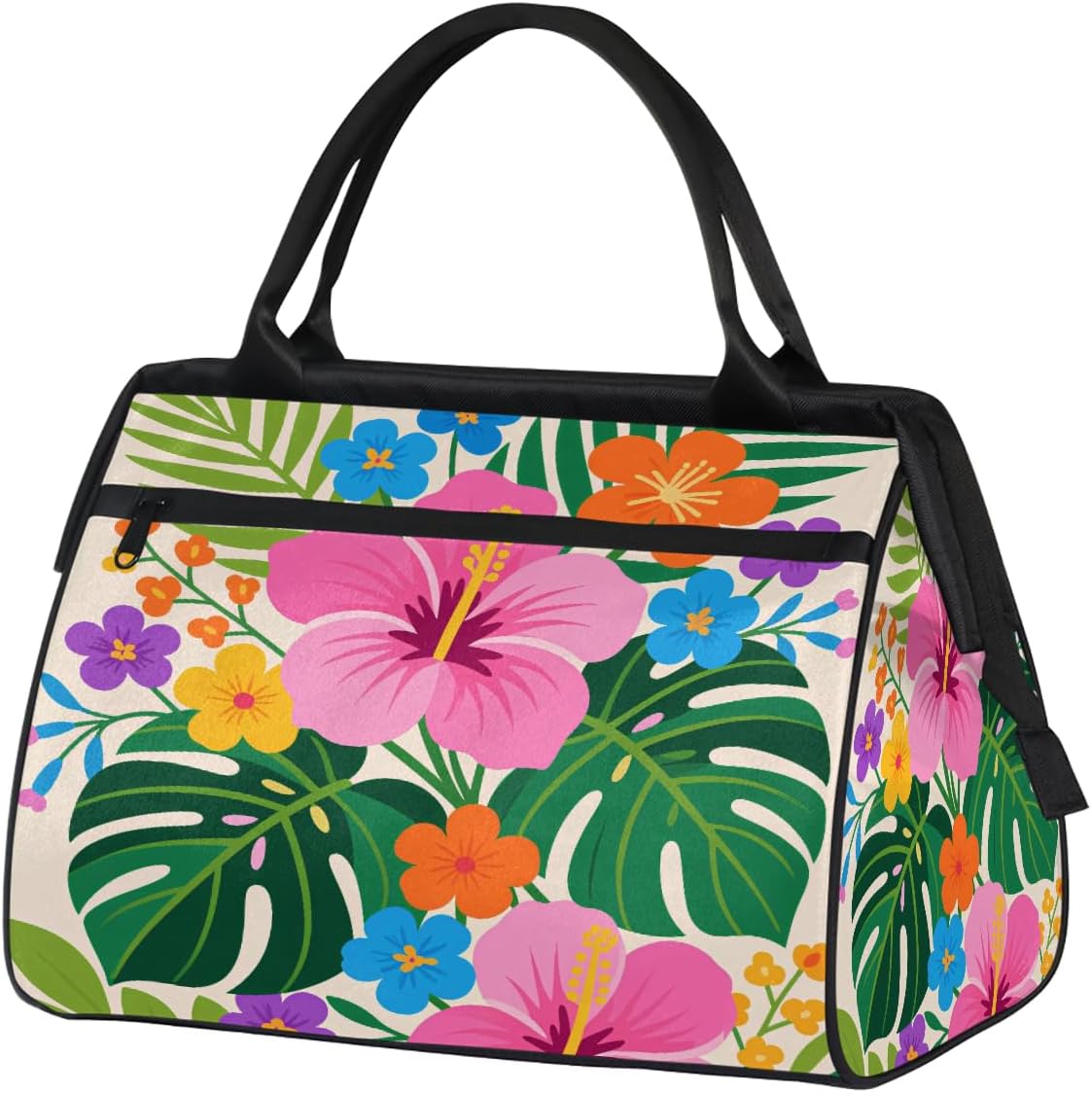Travel Gym Bag - Tropical Flower Large Capacity Tote for Men Women - Shoulder Weekender Bag for Travel Yoga School - Mommy Hospital for Labor Delivery
