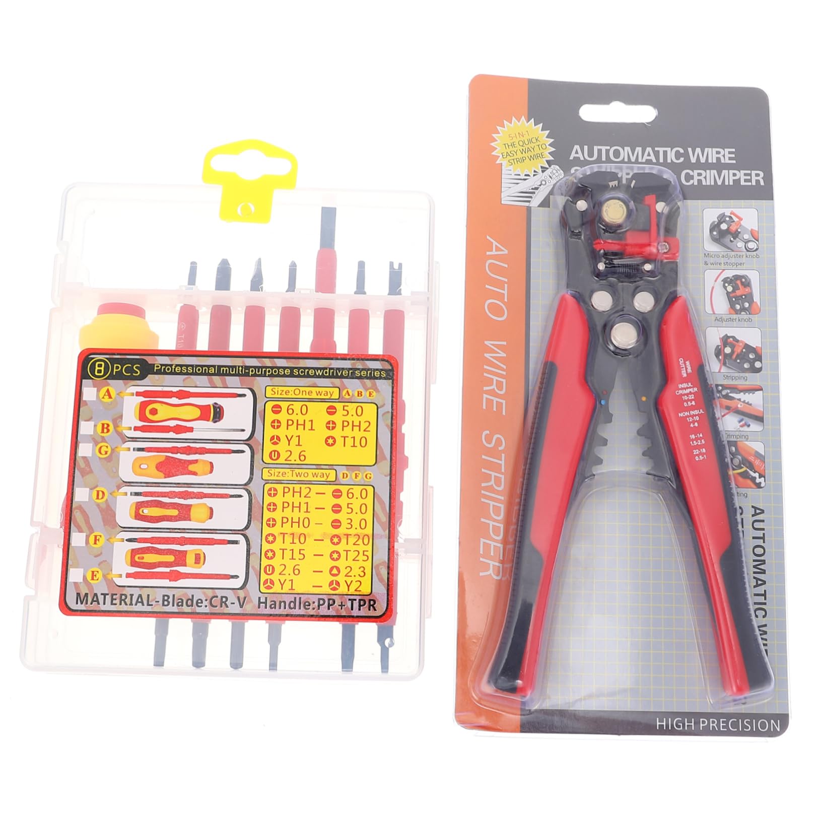 Gatuida Kits De Destornilladores Para Electricistas Aislados y Crimpadora De Terminales De Cable Certificados, Multifuncionales y Ergonómicos Para Trabajos Eléctricos, Set De 9 Piezas