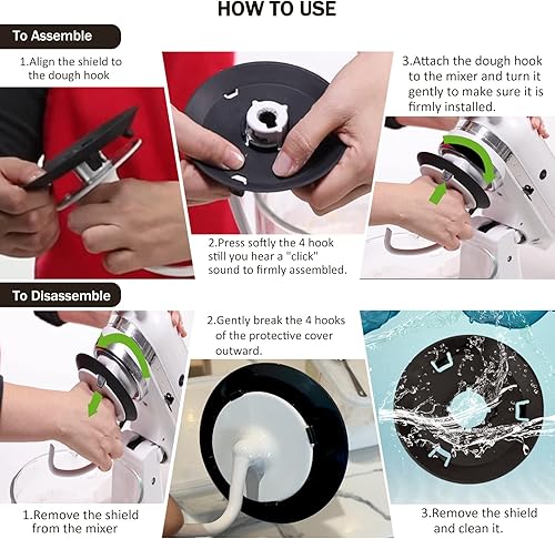 Miniatura 4 de Escudo de gancho de masa para batidora de cocina, accesorios y accesorios para batidoras de soporte de cocina, haz que tu tazón se mezcle sin el