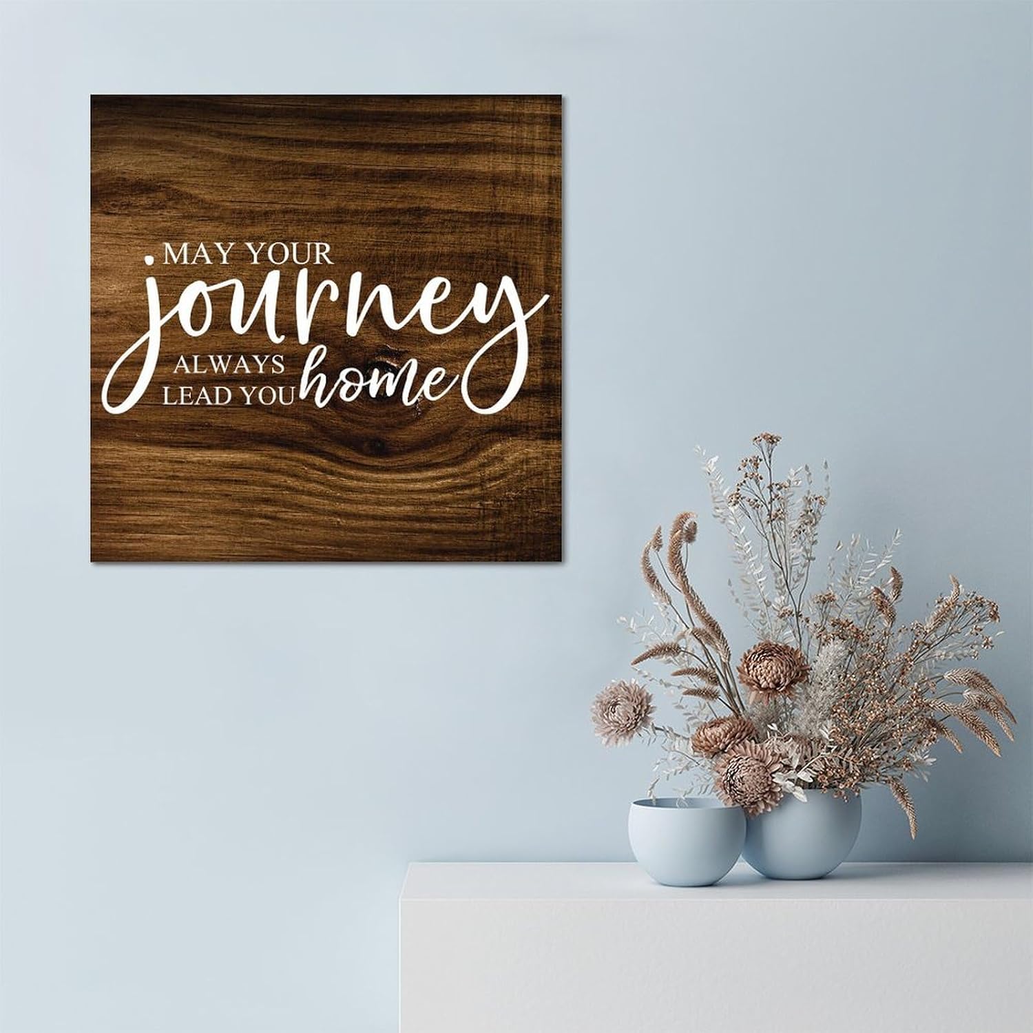 LITTLEGROVE SEEDS May Your Journey Always Lead You Home Vintage Wood Plaque Motivational Wall Art Rustic Wall Decorations for Living Room Kitchen Wall Hanging Signs Home Decor 12x12in image 4