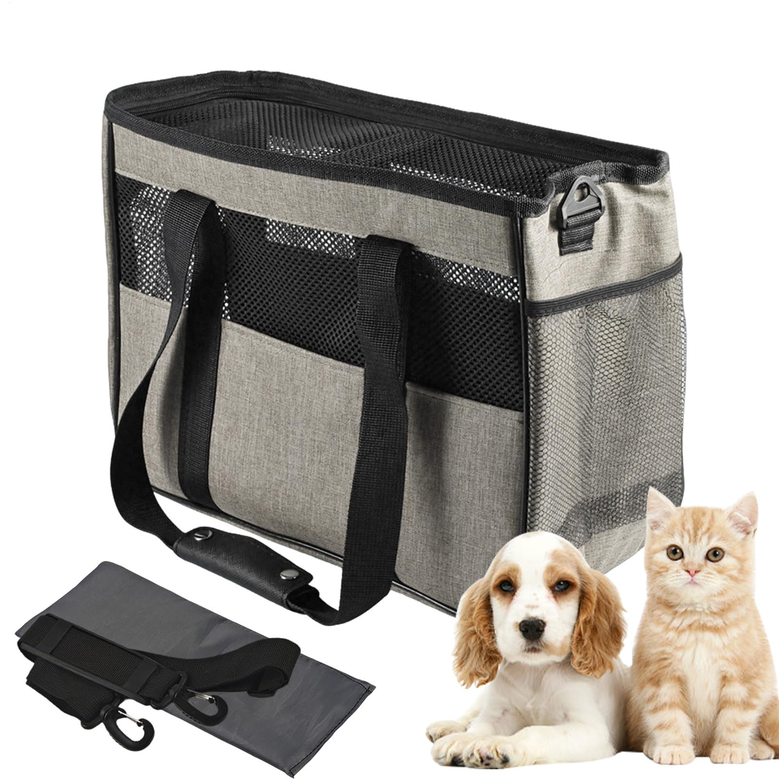 Sac de transport pour chien et chat à poches multiples et bandoulière flexible