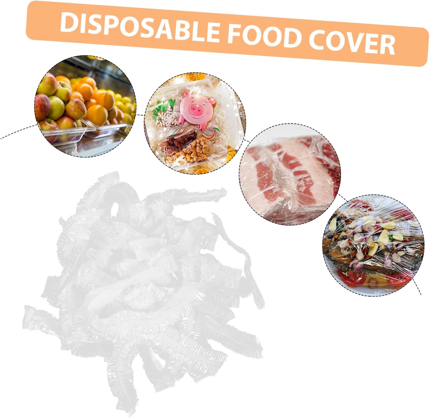 100pcs Elastic Food Bowl Covers Plastic Fresh Keeping Stretch image 4