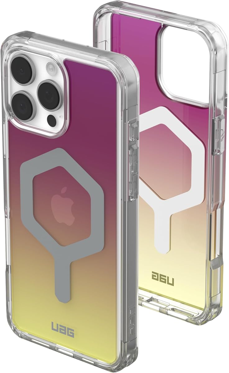 UAG [Edición limitada] diseñada para iPhone 16 Pro Max Case 6.9" Plyo - Compatible con carga MagSafe Funda protectora MIL-STD transparente resistente y antiamarilleo, granate/amarillo Ombre