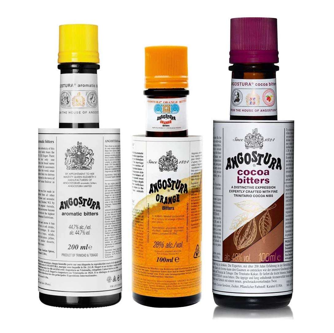 The Angostura Family - Angostura Aromatic Bitters 200ml, Angostura Orange Bitters 100ml & Angostura Cocoa Bitters 100ml
