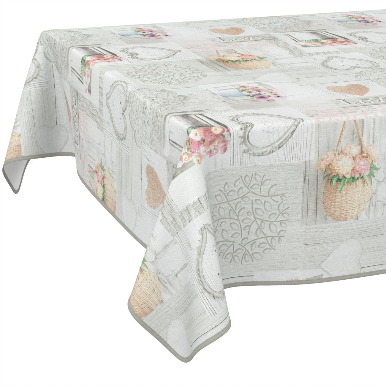 Wachstuch Tischdecke abwaschbar Wachstischdecke pflegeleicht Lotuseffekt Outdoor Gartentischdecke Landhaus Blumen 240 x 140 cm (Rechteckig)
