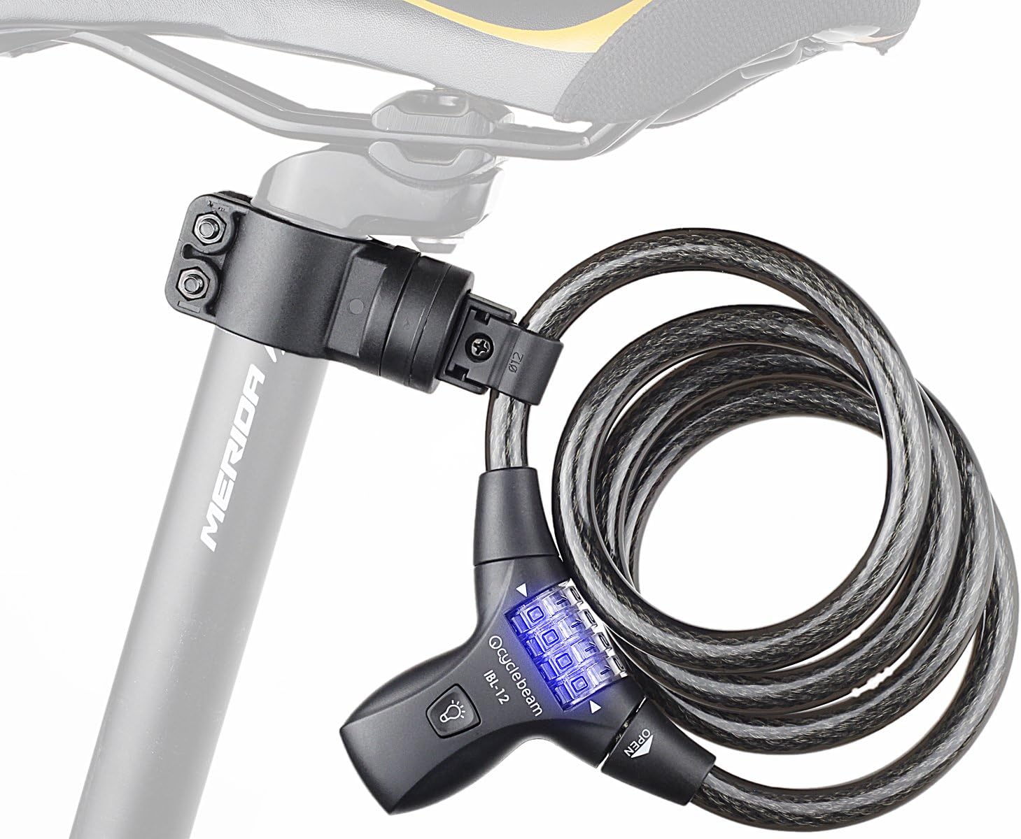 LED Illuminated Combination Bike Lock - Best Bike Lock for Night Riders (TM) IBL-12