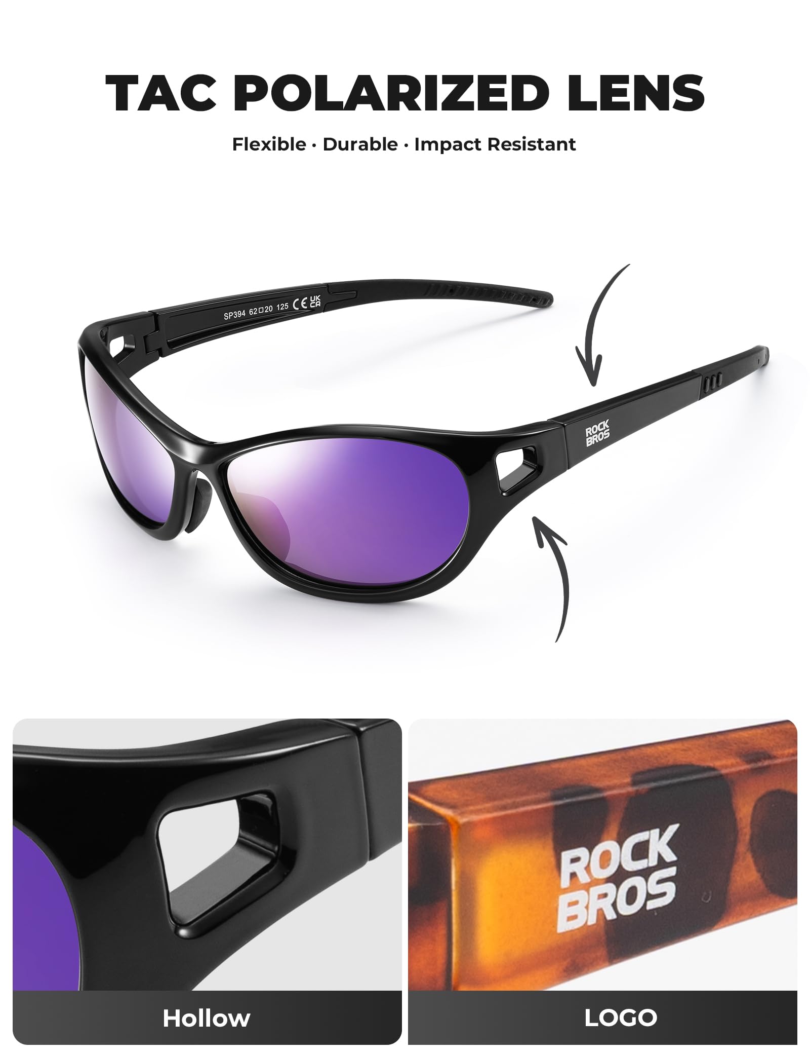 ROCKBROS Okulary rowerowe męskie, polaryzacyjne, szybkie okulary, 21 g, ultralekkie okulary sportowe TAC, ochrona UV400, okulary przeciwsłoneczne TR90, okulary do biegania na rowerze wyścigowym