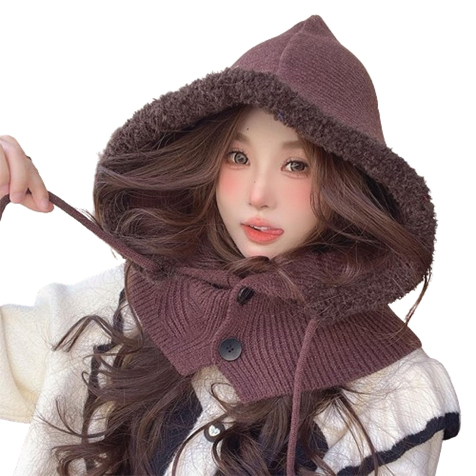 Gorro de pasamontañas para Mujer, Gorro y Bufanda para el Cuello, cálido, de Invierno, de una Sola Pieza, con protección para los oídos, Gorro de Lana (Gray A)
