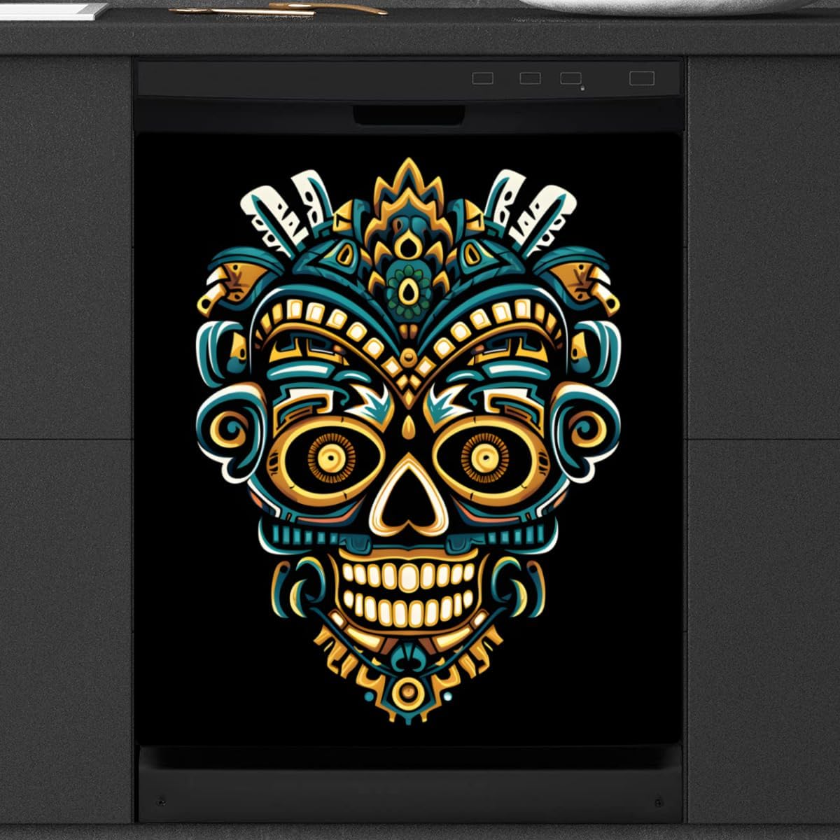 Beautiful Skull Halloween Dishwasher Magnet Cover Reusable Decorative Magnetic Door Cover Dishwasher Covers for The Front Magnetic Kitchen Refrigerator Appliance Decor 23 x 26 Inches