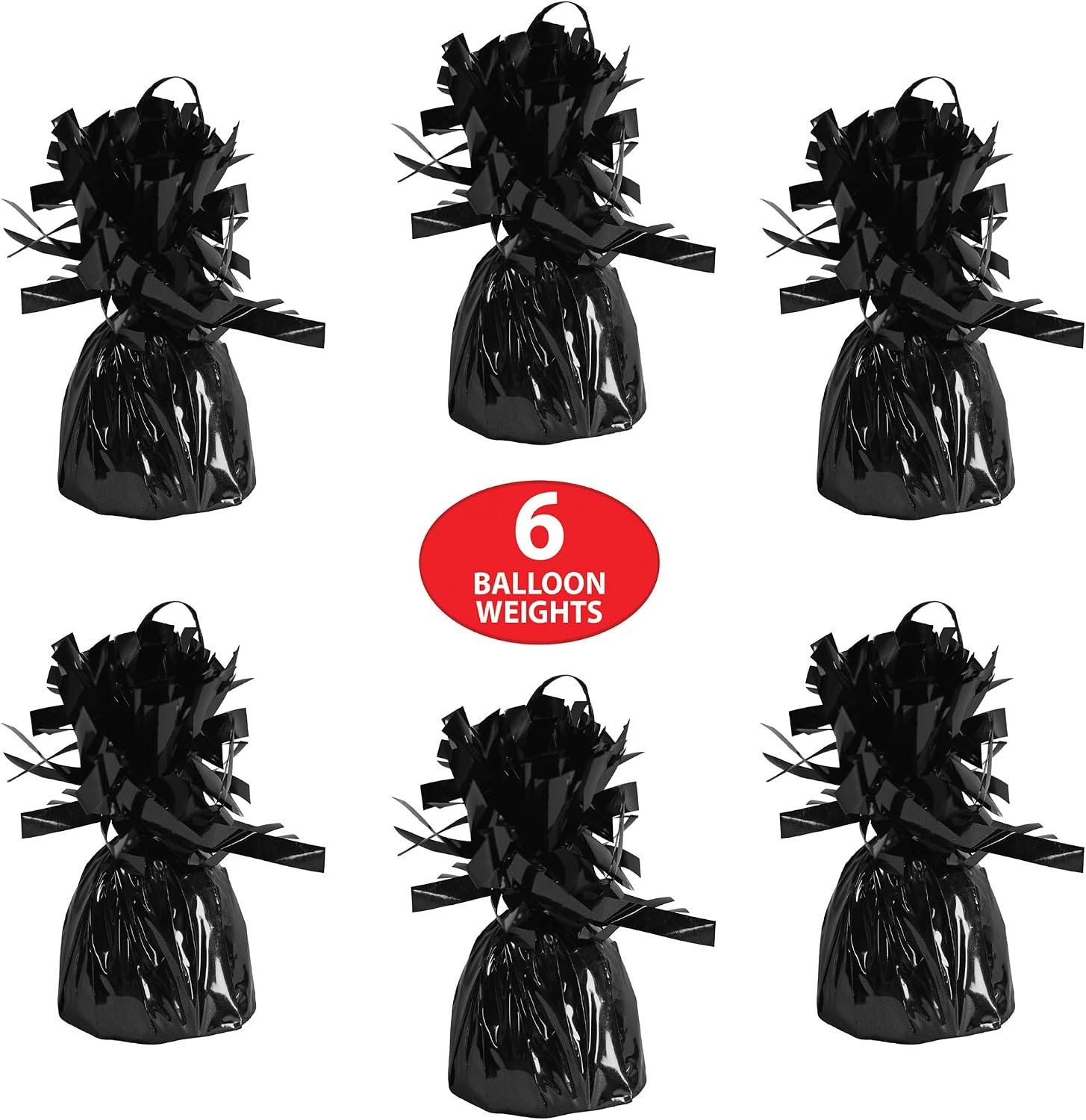 Beistle Wrapped Balloon Weight – 6 Pack, Black Balloon Centerpiece and Bouquet Holders, Party Decoration Accessories for Birthdays, Weddings, Graduations, and Retirement Celebrations, 6 Oz