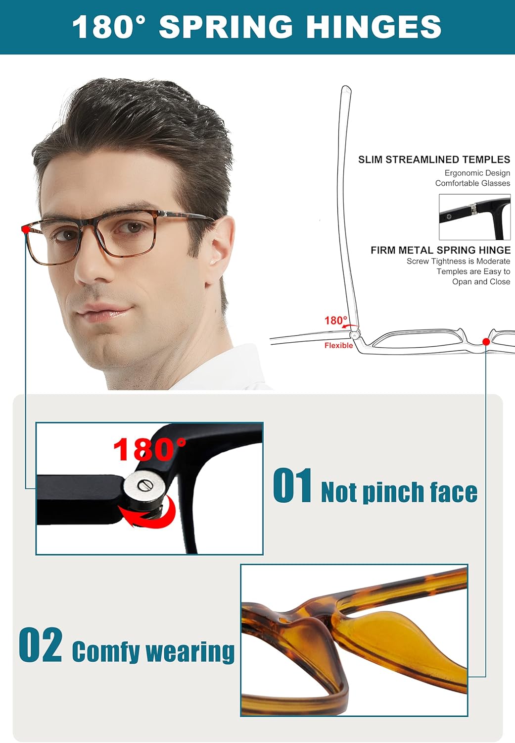 Mens Reading Glasses Stylish Readers Large Lightweight Reader 1.0 1.25 1.5 1.75 2.0 2.25 2.5 2.75 3.0 3.5 4.0 - Image 3