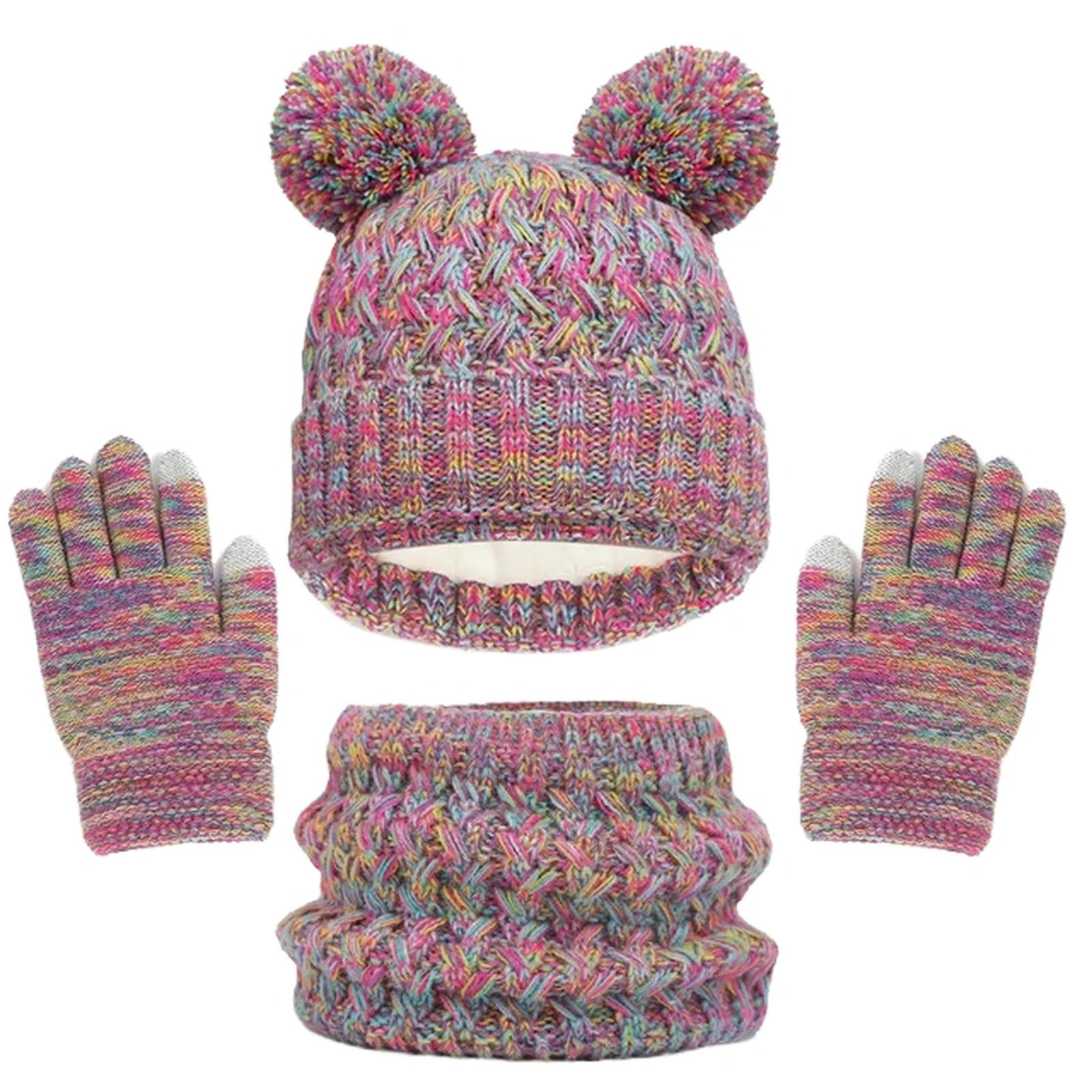Zonto wintermütze Kinder Winter Hut Handschuhe Schal Set Fleece Warme Schal Dicke Strickmütze Jungen Mädchen Beanie Hut