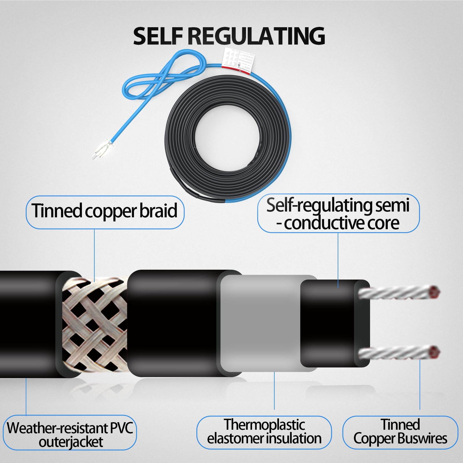 TOPUDRE TDSF1 18ft SelfRegulating Heat Tape For Roof