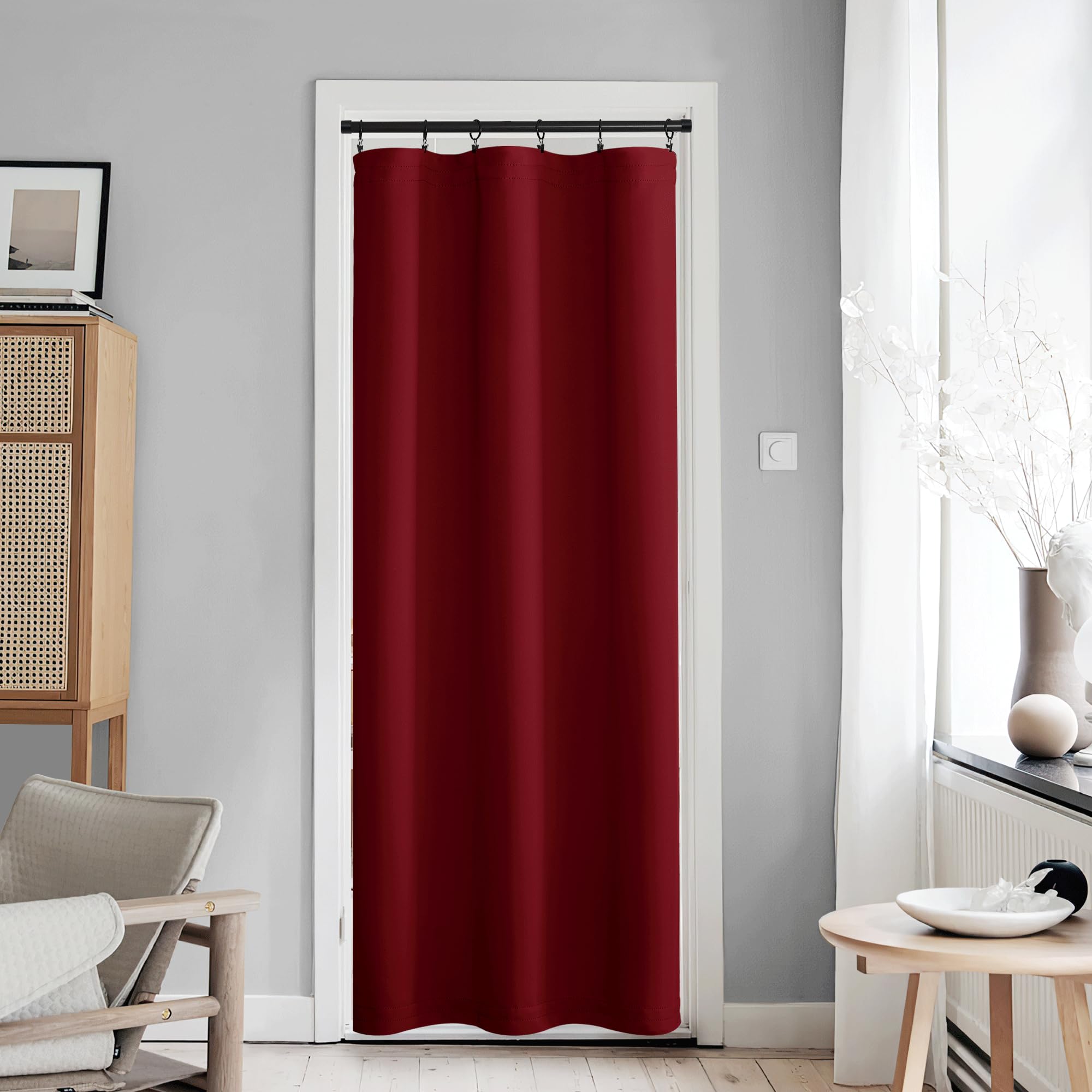 Rideaux occultants à isolation thermique pour porte vitrée blanche