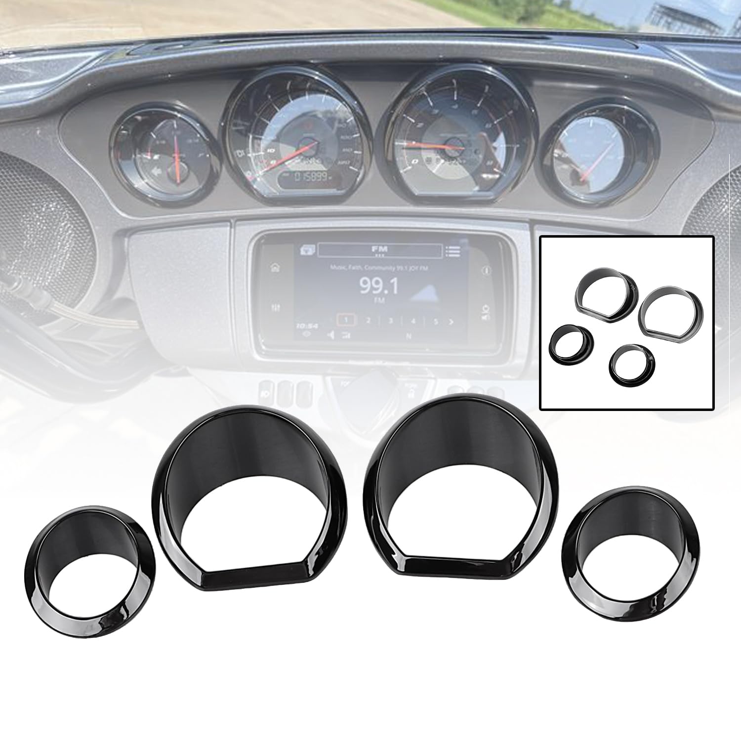 Manometerblende Zierring-Kit Harley Electra Glide Street Glide Ultra Limited Tri Glide 2014-2023