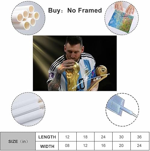 Vista 17 de SUKORI Messi - Póster Messi firmado (8) para dormitorio, estética, 12 x 18 pulgadas, sin marco Unframe-style-2