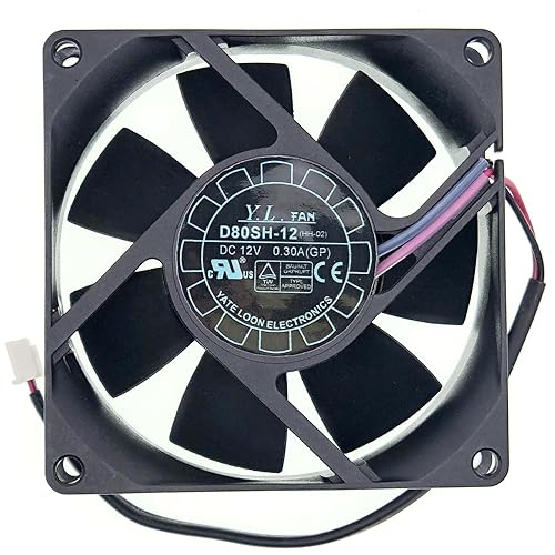 D80SH-12 Ventilador de refrigeración M-GP2 para YaLnFAN, DC12V 0.30A 2.16W 80X80X25mm 2-Wire 2-pin Fuente de alimentación Chasis Ventilador de