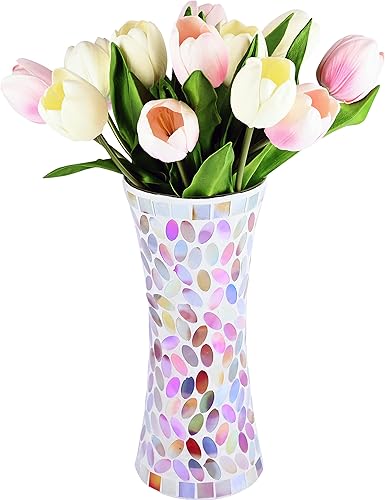 Jarrón decorativo moderno  Florero grande para flores jarrones de mosaico  11.8 pulgadas de alto x 5 pulgadas de diámetro
