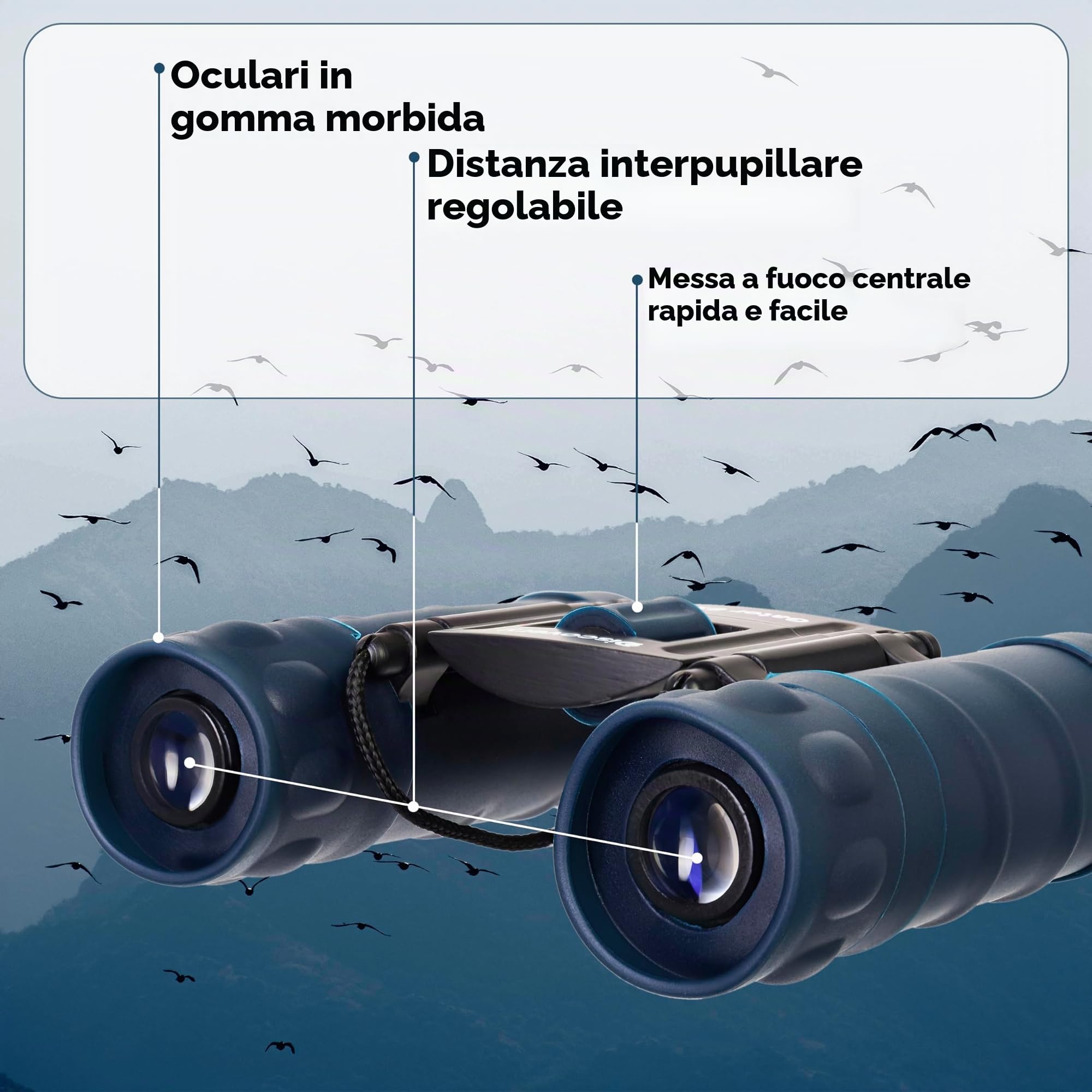 Discovery Gator 16x32 Binocolo Tascabile Da Viaggio, Perfetto Per Il Birdwatching e L’Osservazione Della Fauna, Il Turismo, L’Escursionismo, I Concerti e Gli Eventi Sportivi | Ottiche BK-7 Multistrato, Con Cinghia e Custodia, Ideale per Birdwatching, Osse