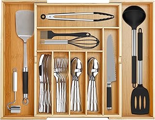 Drawer Organizer Kitchen Utensils  Bamboo Kitchen Desk Drawer Organizer for Silv - Compare price