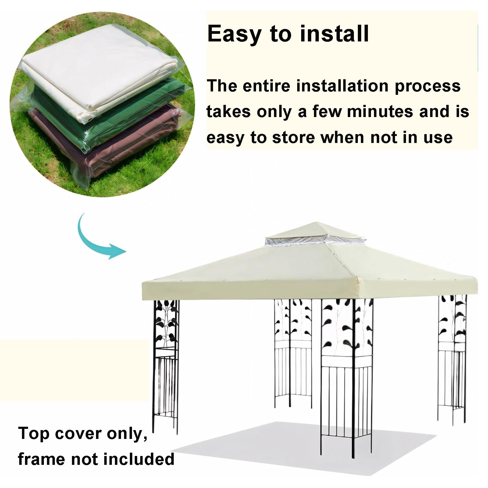 Tetto Di Ricambio Per Gazebo 3x3 Metri - Impermeabile, Doppio Strato Con Ventilazione, Protezione UV, Vari Colori