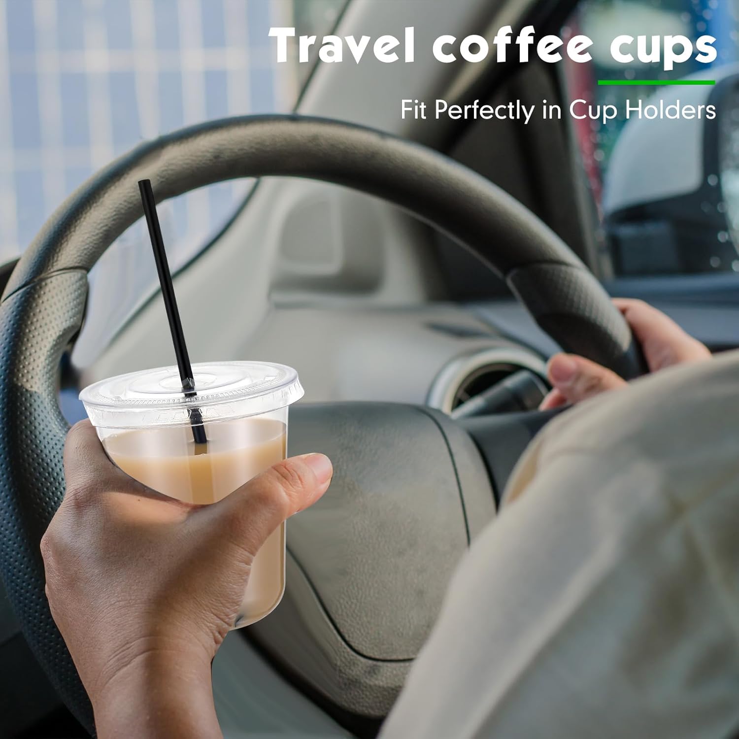 100 Set 14 oz Clear Plastic Cups with Lids and Straws, Disposable Iced Coffee PET Cups for Drinking Cold Beverage Juice Parfait Smoothie Milkshake Coffee Shops Party Supplies - Image 6