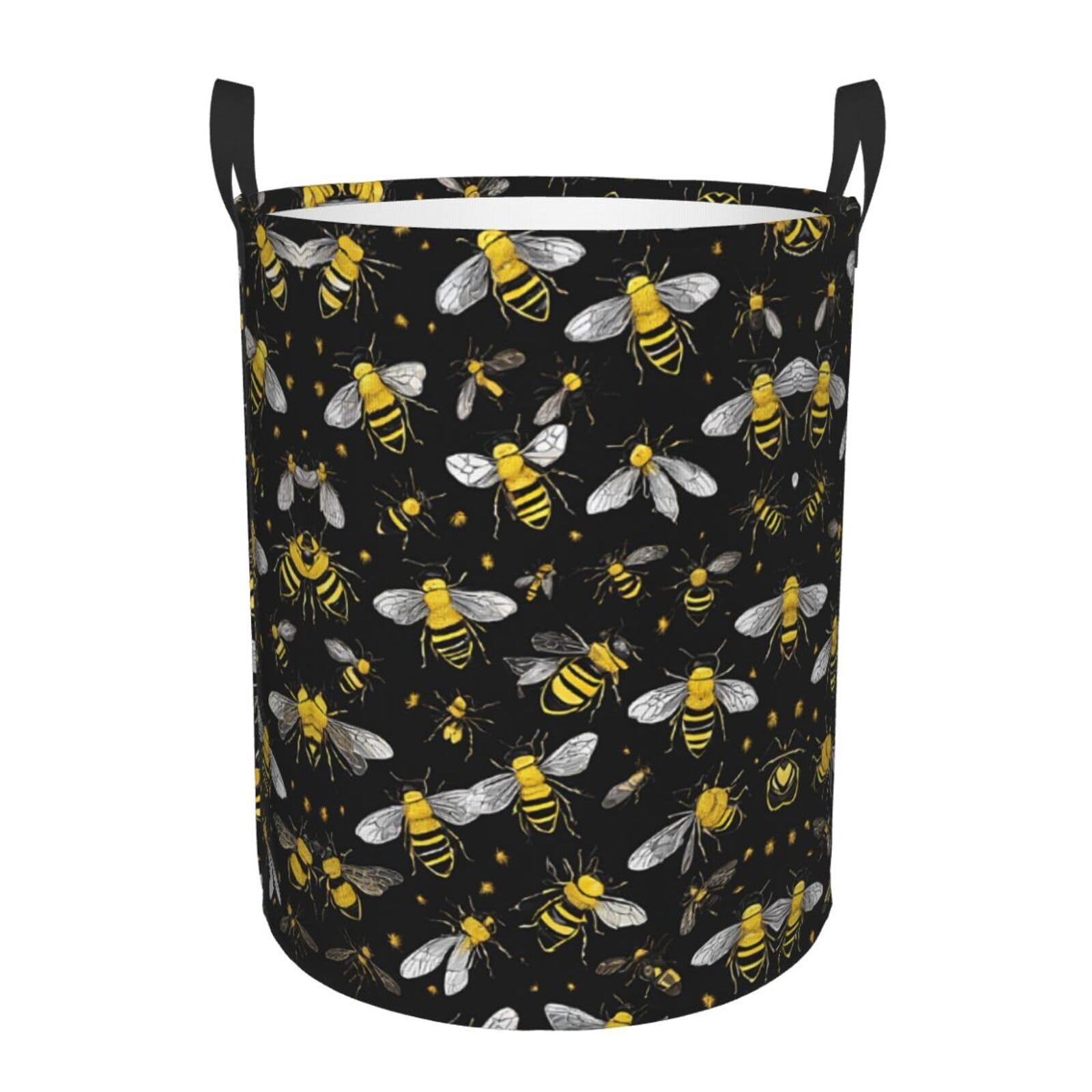 16.5 Inch Large Sized Waterproof Laundry Hamper,Lightweight Storage Basket (Bumble Bees)