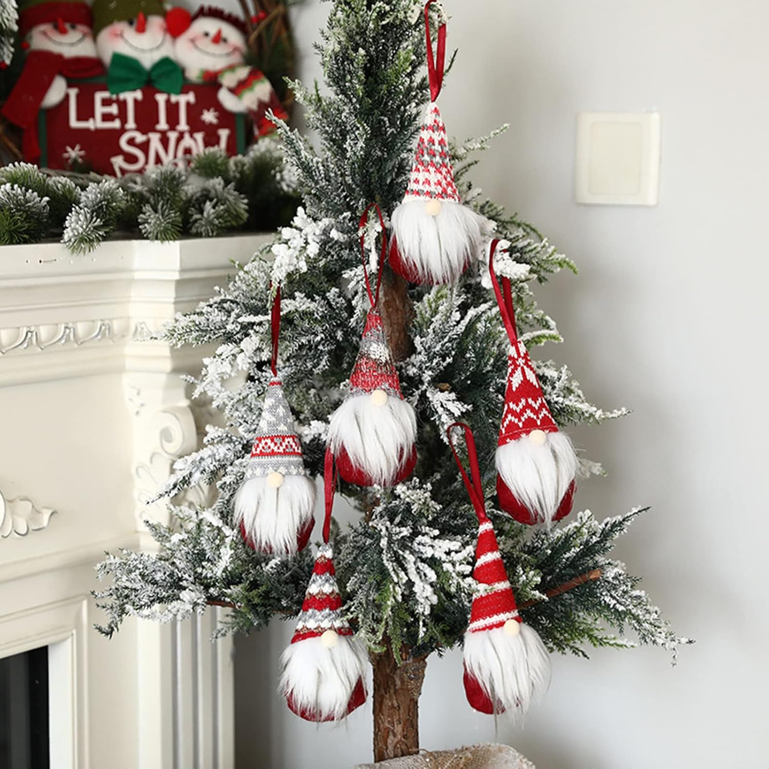 6 Packs Hanging Gnome Christmas Ornaments Set, Handmade Christmas Ornaments Xmas Tree Hanging Decor DIY Crafts Pendant
