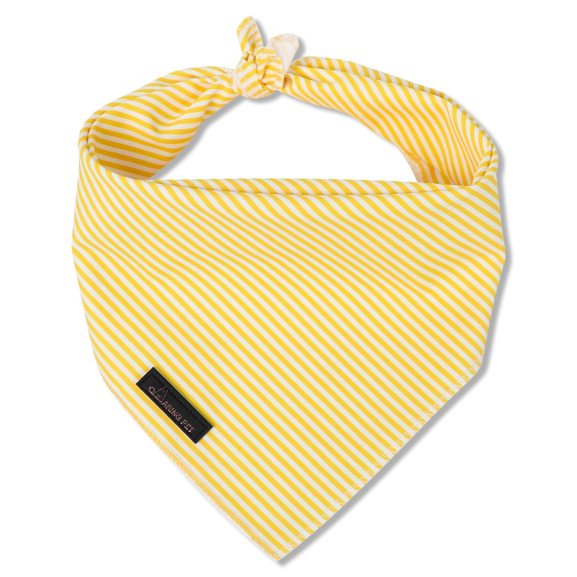 ARING PET Stripe Dog Bandanas, Cute Yellow Pet Bandana Scarf Triangle Bib for Small Medium Large Boy Girl Dogs Cats, Puppy Kerchief for Daily Wear Walks Party Photos-L Striped