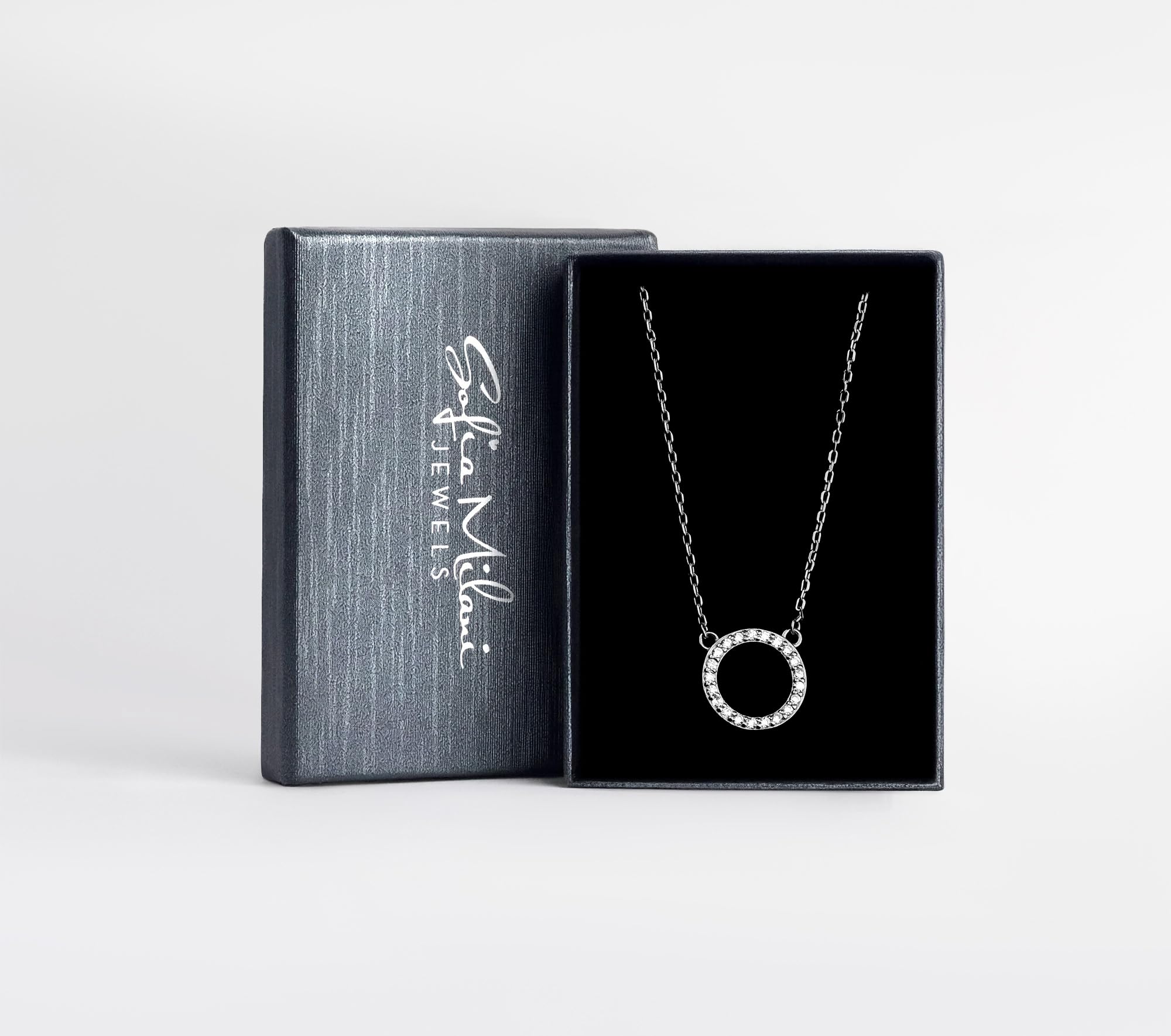 Sofia Milani - Collana da Donna in Argento 925 - con Pietra Zircone - Ciondolo a Cerchio