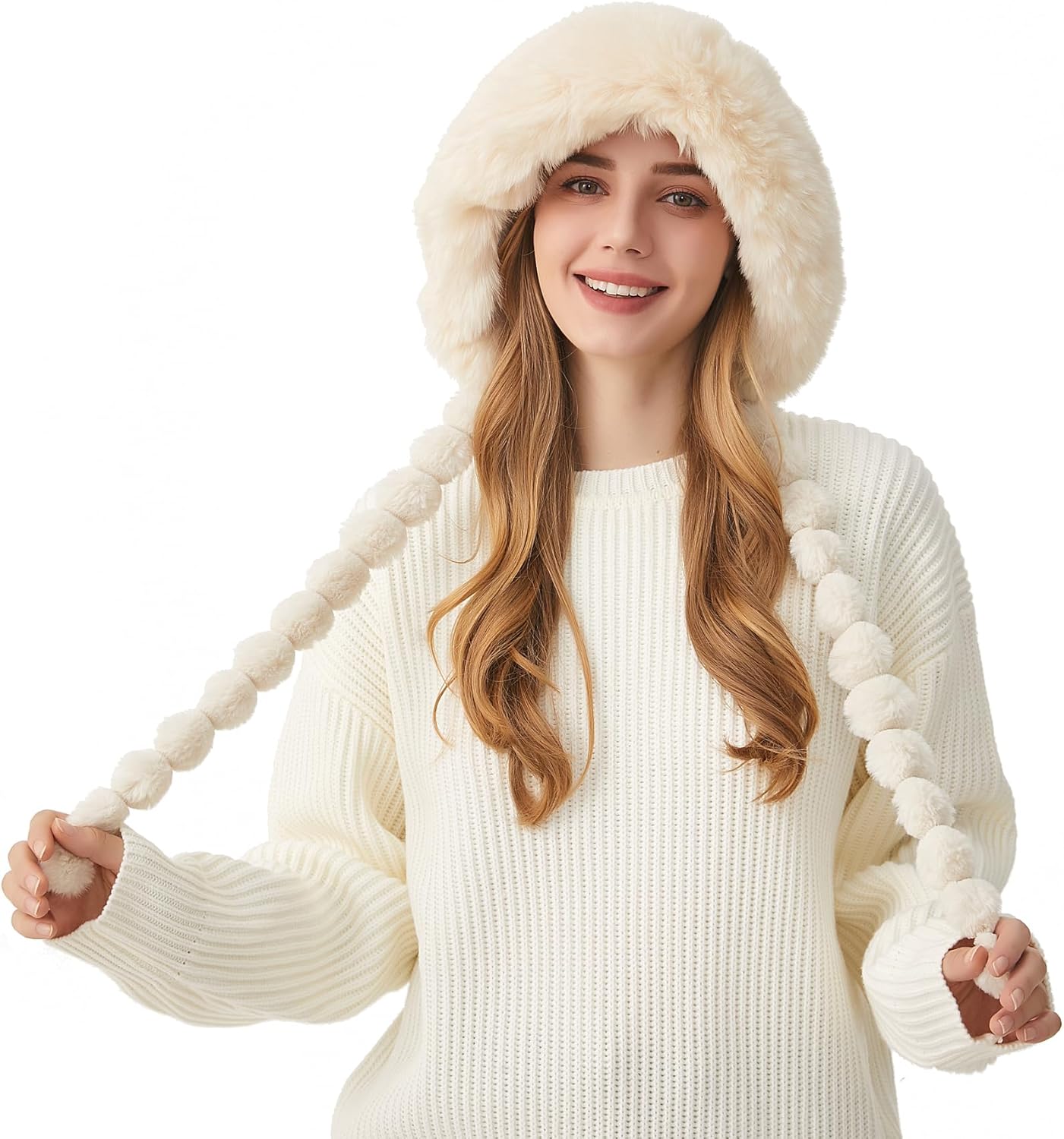 HUAMULAN Women Winter Sherpa Beanie Hats Knit Ear Flaps Peruvian Cover Ears Fleece Lined Ski Snow Hat Travel - Image 4