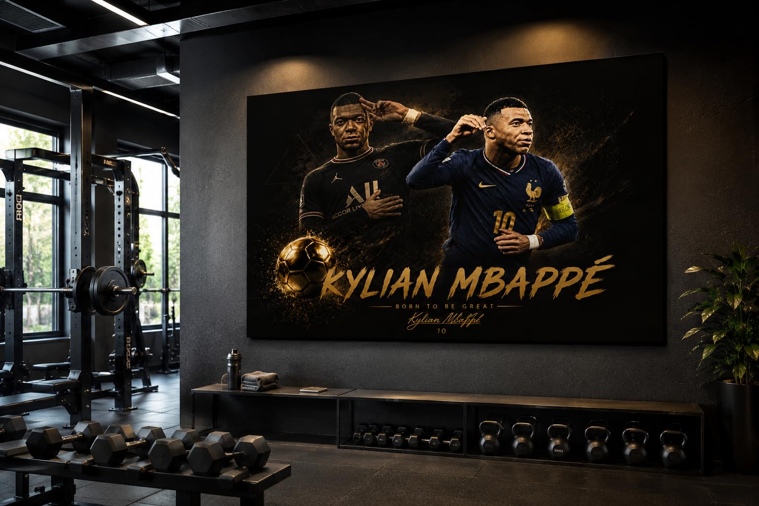 Kylian Mbappé Leinwandbild 80x60 cm| Modernes Fußball Wandbild für Fans 29wl4