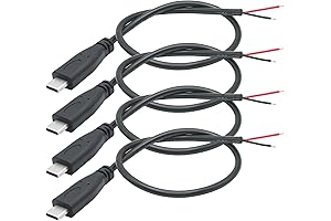 9-inch USB C Male to 2 Pin Bare Wire Open End Cable(Pack of 4)