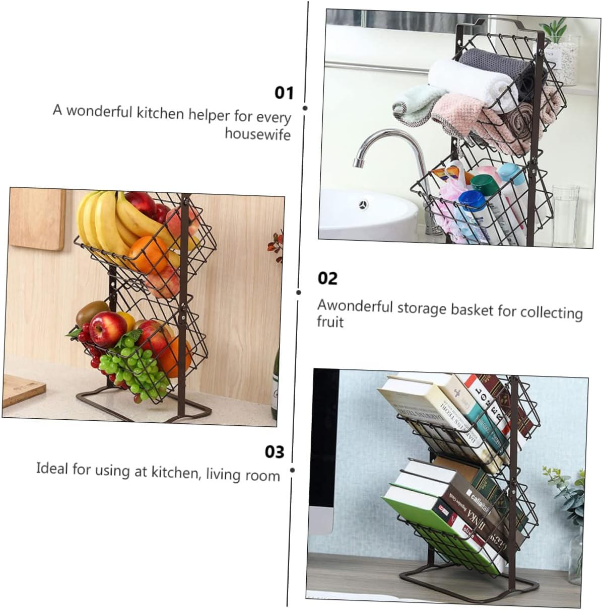 Storage Basket Multi Purpose Snack Holder Kitchen Organizer for Home Material for Fruits Cosmetics and Sundries Storage