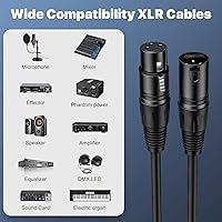 Vista 4 de Cable XLR de 1.5 pies, 6 unidades, cables de micrófono, cable de altavoz de micrófono equilibrado de alta calidad con cable XLR macho a hembra DMX