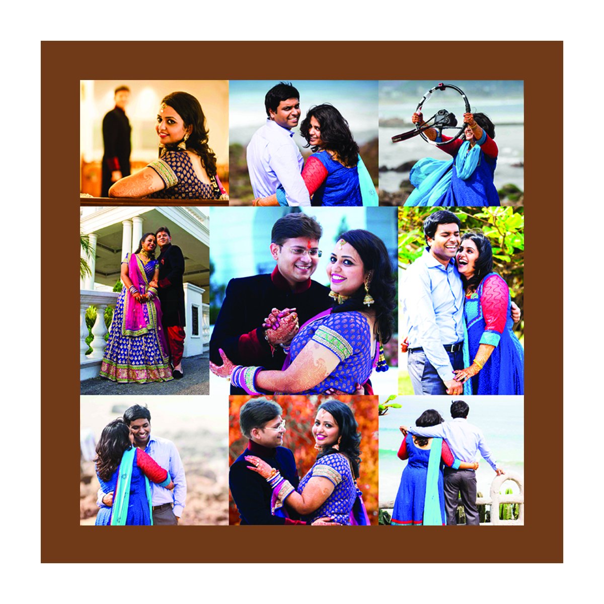 MY MAGIC GIFT Personalized 9 -Photo Collage 12"X12" INCH (Brown)