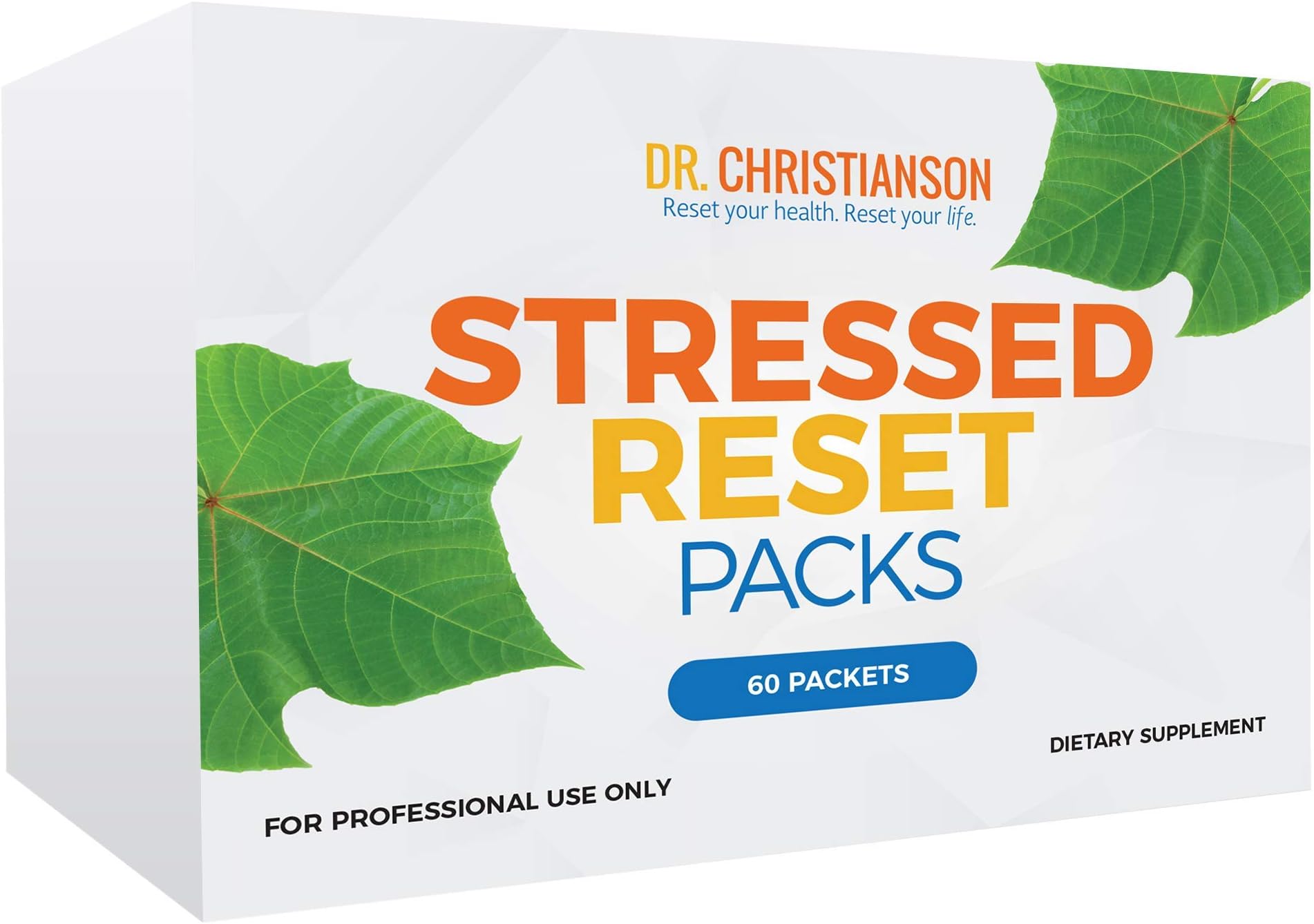 Dr. Christianson Stressed Reset Packs - Adrenal Health Packets for Mood + Calm Support - Magnesium, GABA + Valerian - The Metabolism Reset Diet (60 Packets)