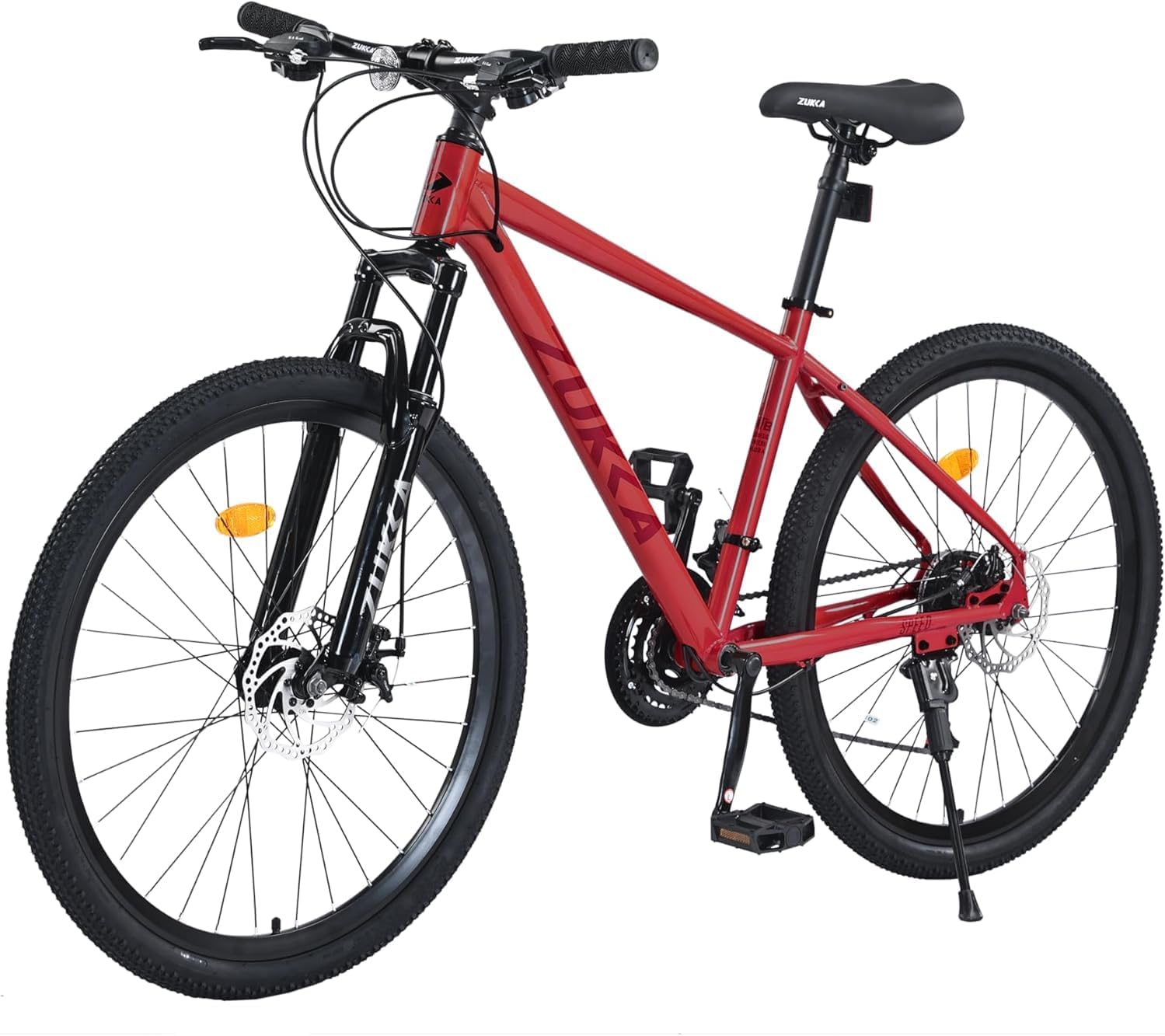 ZUKKA 26 Inch Mountain Bike 24 Speed Mountain Bike Steel Frame Adult Bicycle with Suspension Fork, Dual Disc Brake for Womens Mens Multiple Color