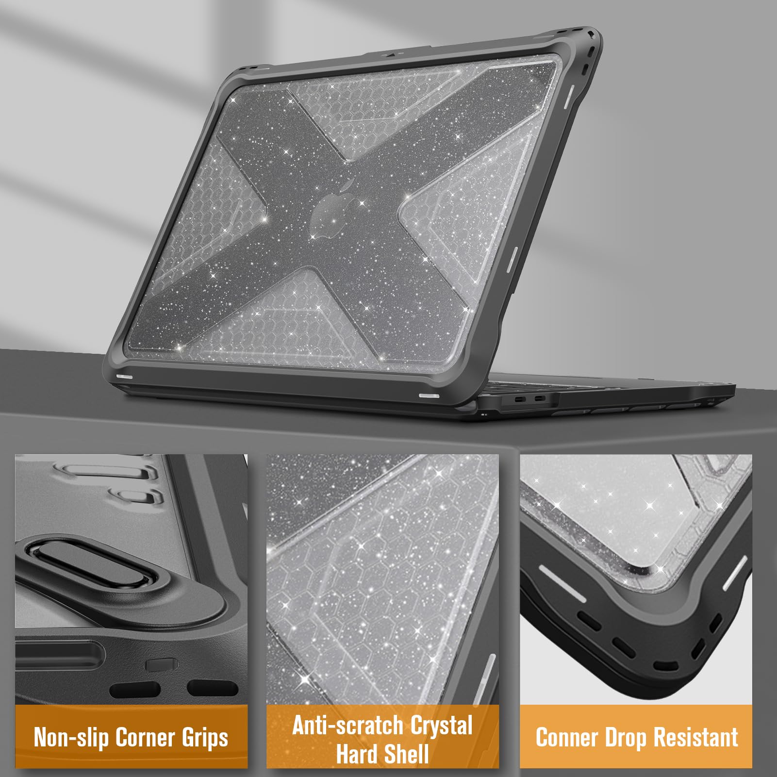 FINTIE Coque Hybride Robuste Pour MacBook Pro 13" M2/M1 (2022-2016) - Protection Antichoc Gris