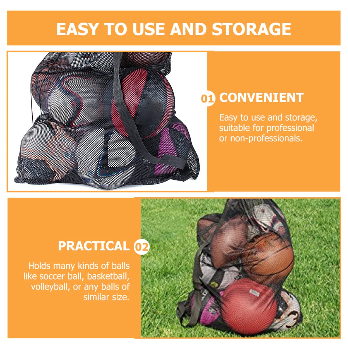 Hemobllo Bolsa Deportiva para Balones con Cordón Gran Capacidad para Baloncesto y Fútbol Incluye Correa para Hombro para Gimnasios y Estadios