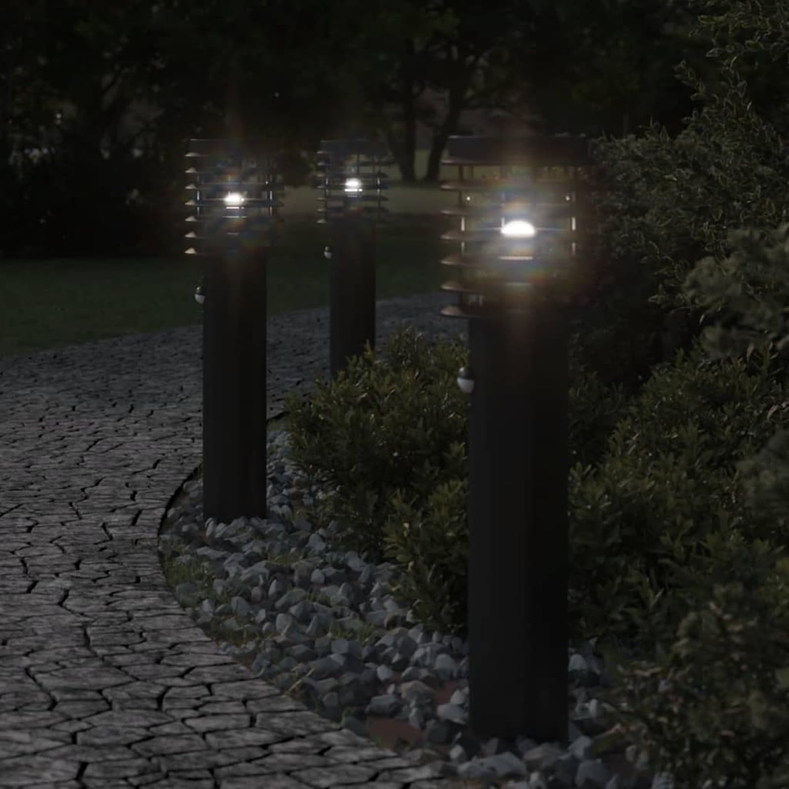 LAPOOH Lampada da Terra per Esterni Sensore Nera 60 cm in Acciaio,Lampade da Terra,Lampada da Terra Moderna,Lampade da Terra per Soggiorno-4006369