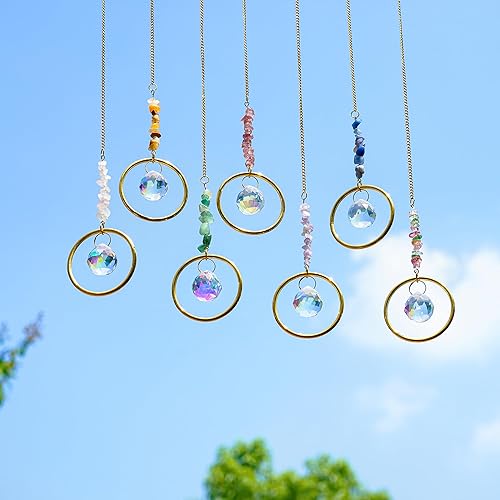 Miniatura 6 de 7 piezas de atrapasoles de cristal, cristales curativos para ventana, bolas de prisma para interiores y exteriores, adorno colgante para decoración