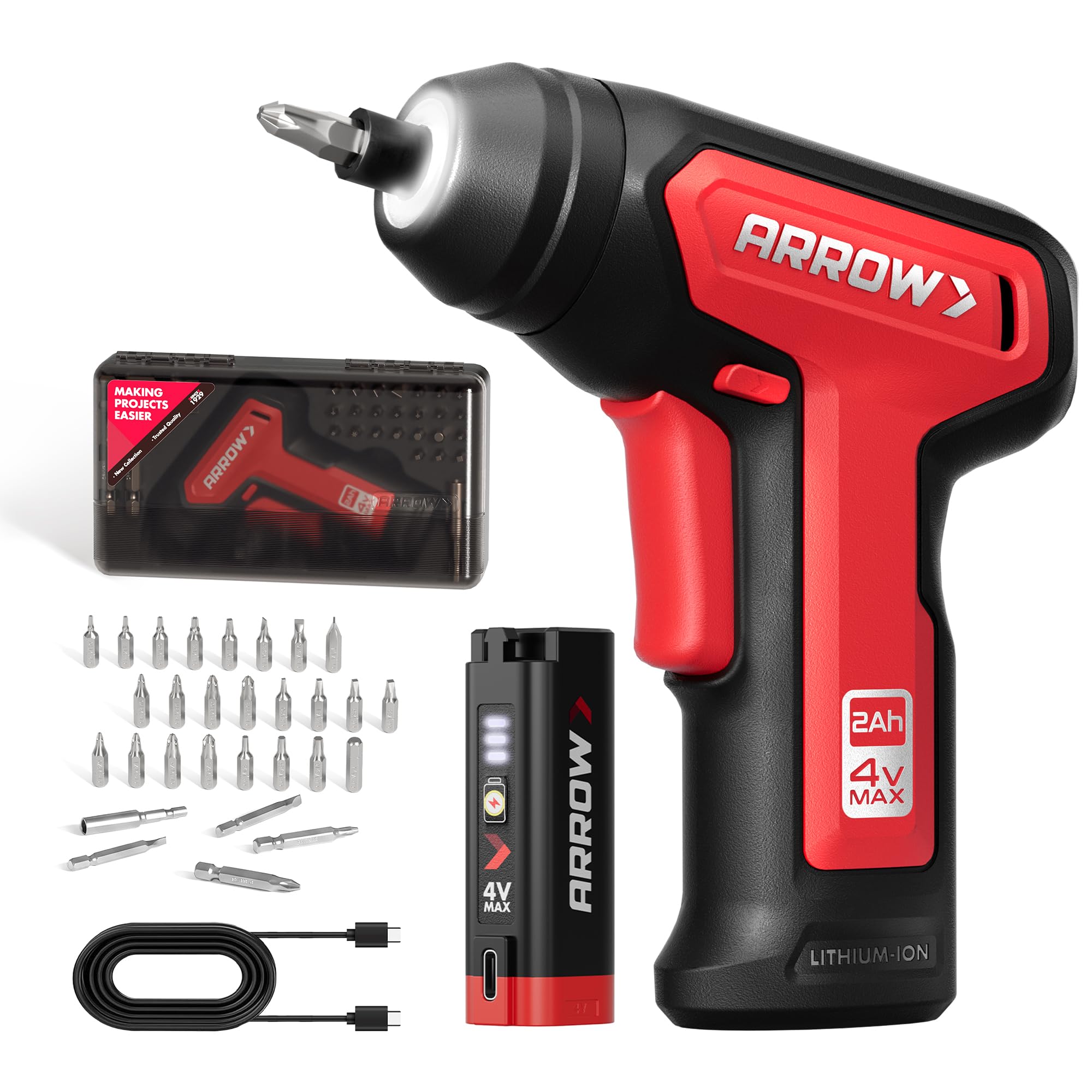 Arrow 4V Cordless Screwdriver Kit - Powerful & Compact -1