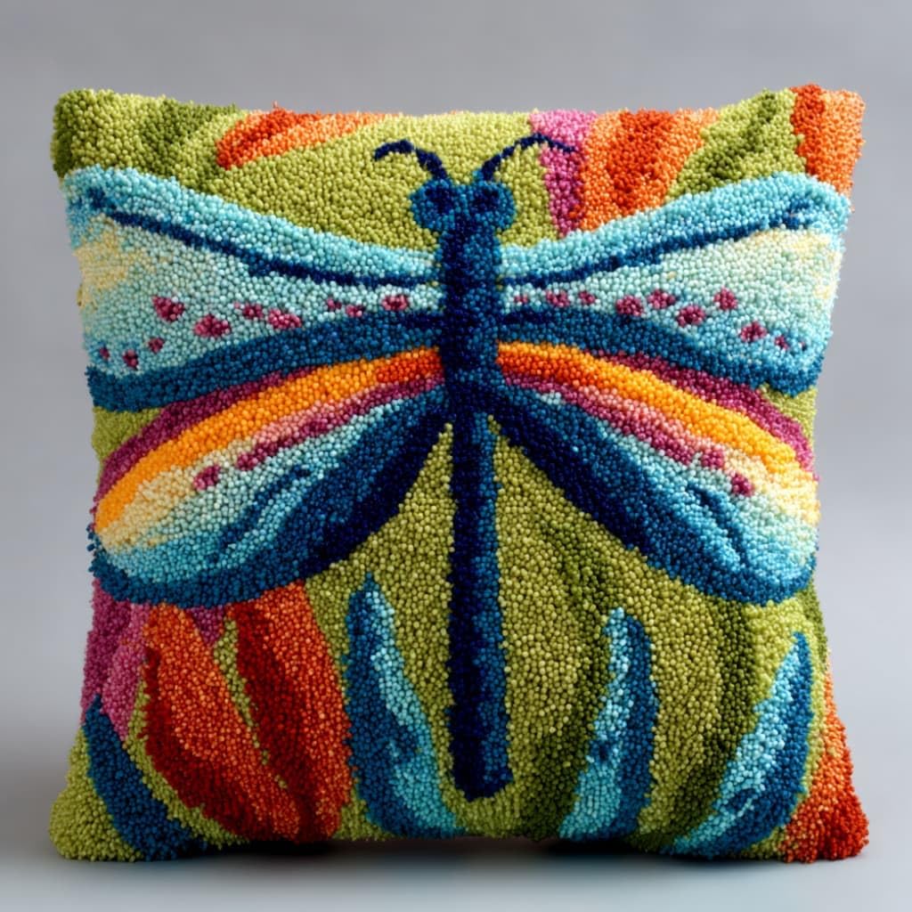 Taxpy Latch Hook Cushion Kits Dragonfly 17X17 Inch