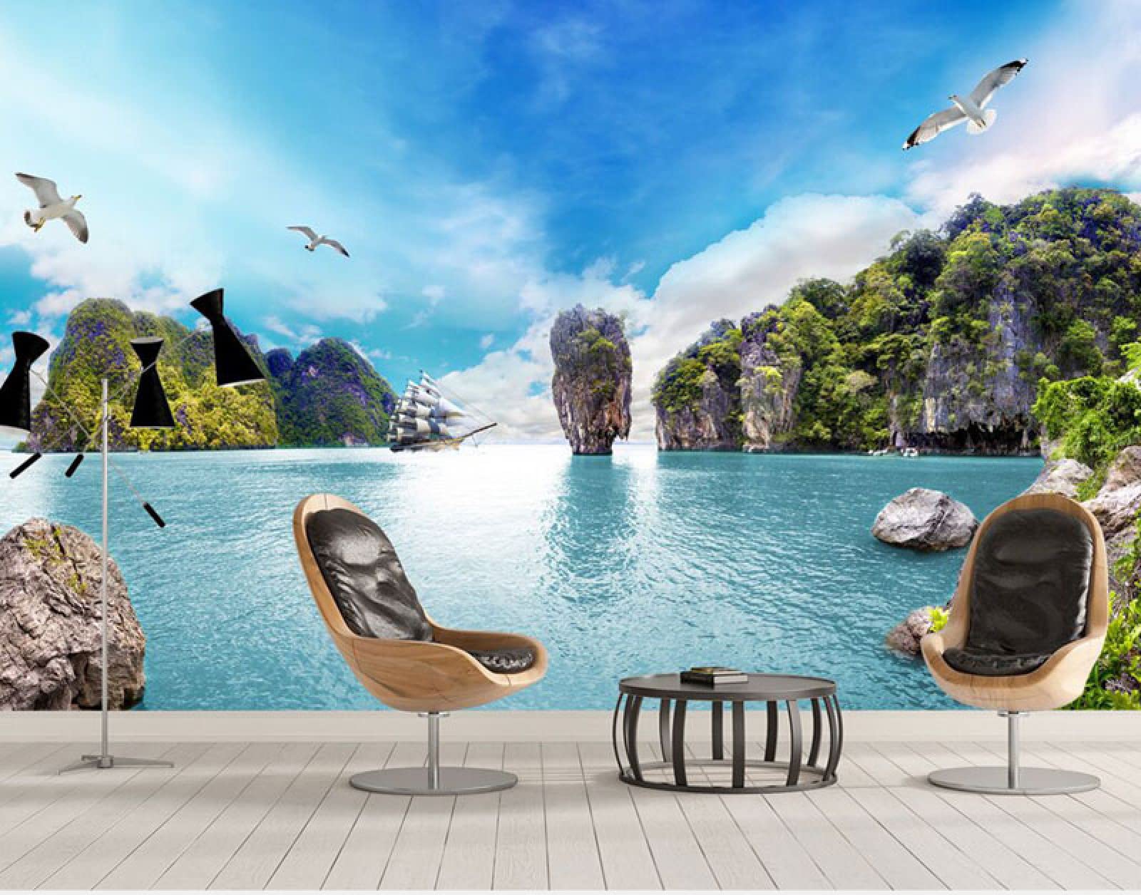 Papier peint paysage marin 3D 350x245cm pour décoration murale de salon