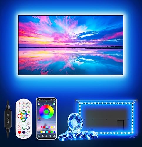 Luces LED para TV de 32 a 43 pulgadas, luces LED de TV de 9.8 pies que se sincronizan con TV, luces LED de fondo de TV detrás del monitor, tira de